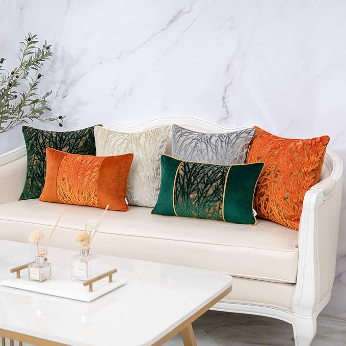 Yangest Orange Yellow Twigs Throw Pillow Cover Velvet Branches Velvet Cushion - Image 7