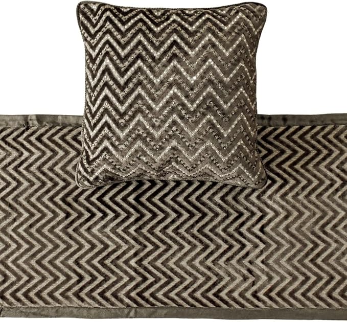 The HomeCentric King Queen Twin Grey Decorative Twin 53"x18" Bed Runner - Image 3