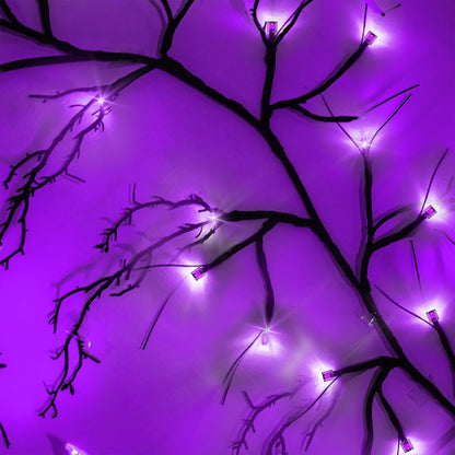 Couah [8 Modes & Timer] 9 Ft 72 LED Halloween Willow Vine Twig Garland with Purple Lights Battery Operated Indoor/Outdoor Wall Fireplace Mantle Halloween Decorations