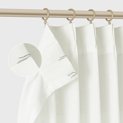 Ivory White Pinch Pleat Linen Curtains 96 Inch Length 2 Panels Set - Image 8