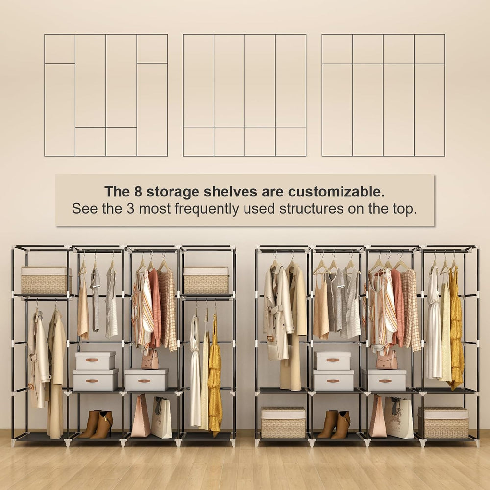 67" Portable Wardrobe Closet for Hanging Clothes Large Capacity for Bedroom