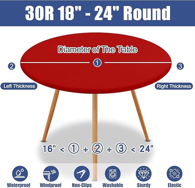 Round Spandex Christmas Tablecloth, Elastic Fitted Waterproof Tablecloths - Image 8