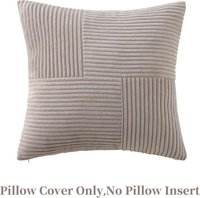 Taupe Throw Pillow Covers 20x20 inch, Farmhouse Home Decor, Boho Decorative - Image 3