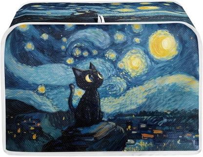 Black Cat Galaxy Toaster Cover 2 Slice Oven Cover Dustproof Kitchen Small by Baxinh