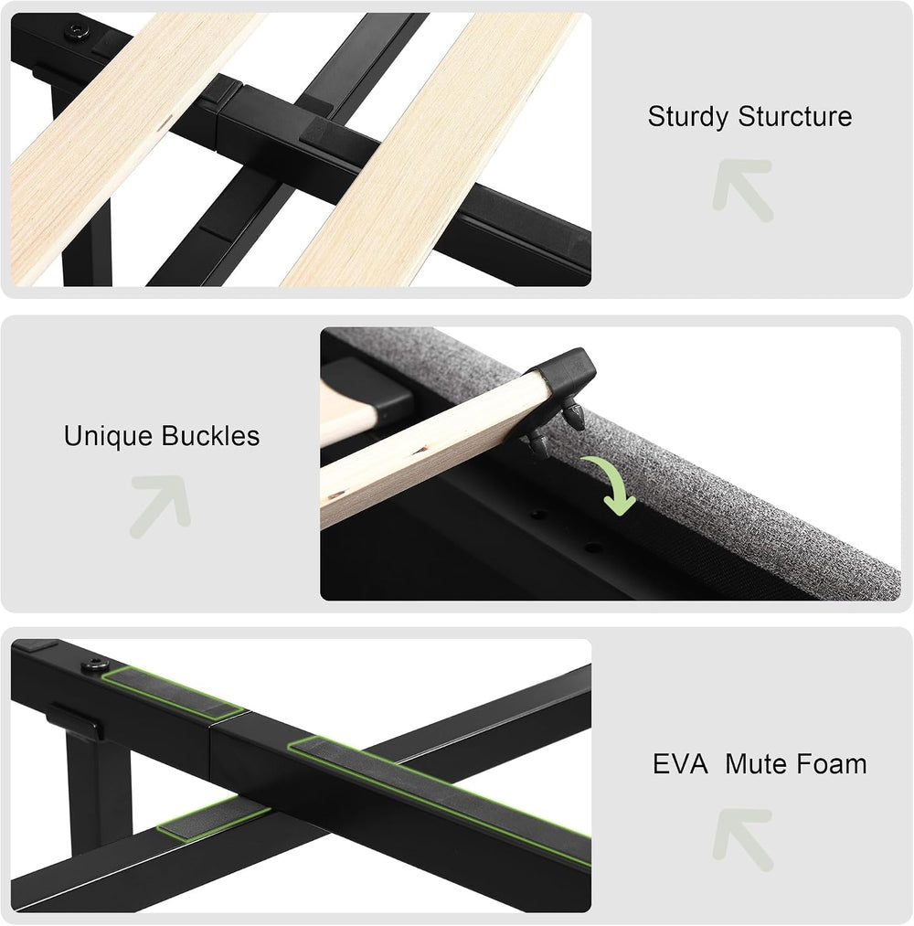 Feonase Full Size Bed Frame with Storage & Charging Station - Hydraulic L...