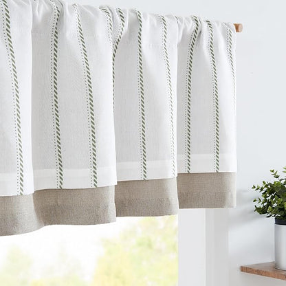 jinchan Nautical Valance Striped Linen Curtain 18 Inch Farmhouse Room Darkening by JINCHAN
