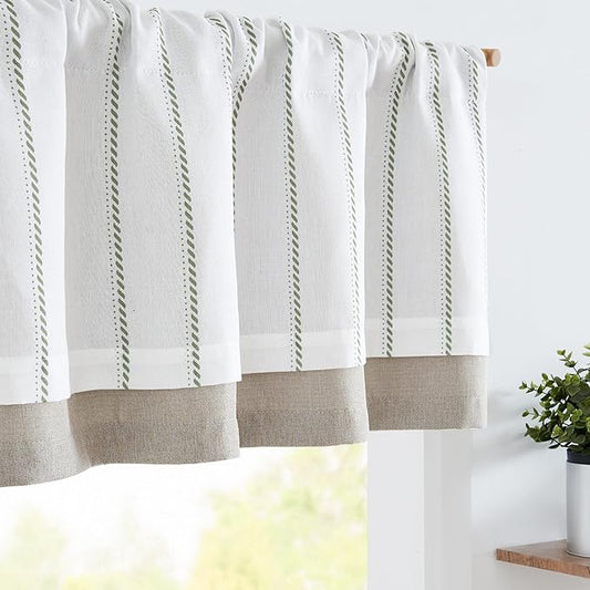 jinchan Nautical Valance Striped Linen Curtain 18 Inch Farmhouse Room Darkening by JINCHAN