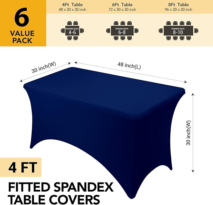 6-Pack Premium Navy Blue Spandex Tablecloths - Image 6