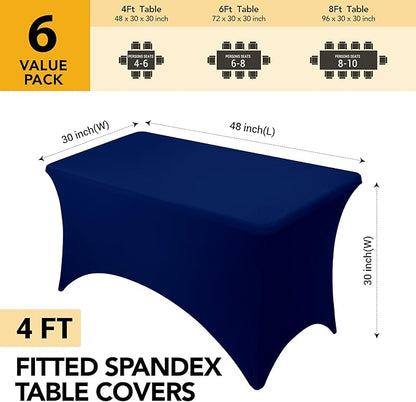 6-Pack Premium Navy Blue Spandex Tablecloths - Image 6