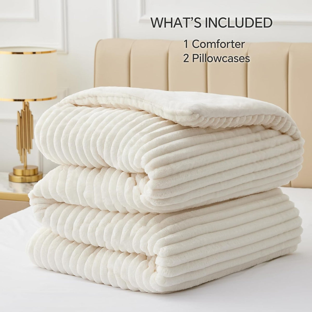bedelite fleece queen comforter set, fluffy bed set, package contents