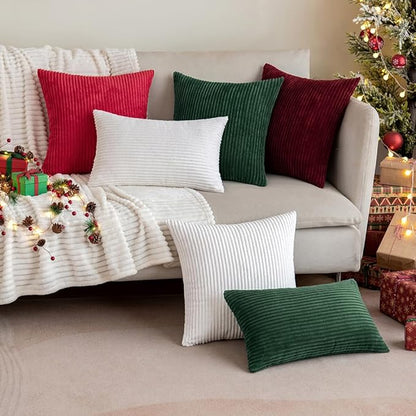 MIULEE Winter Pack of 2 Corduroy Pillow Covers Soft Soild Striped Throw Pillow - Image 9