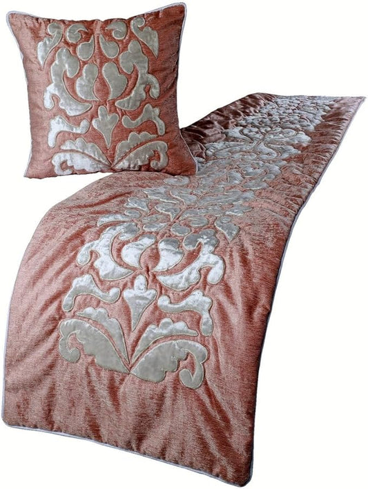 The HomeCentric Decorative Peach & Ivory Twin 53 x 18 inch Bed Runner by TheHomeCentric