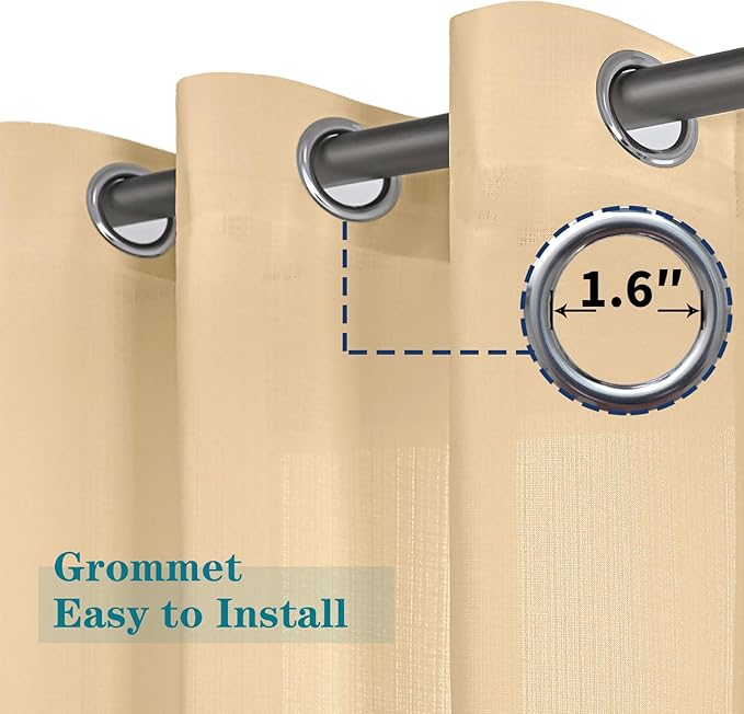 BGment Linen Look Semi Sheer Curtains - Image 3