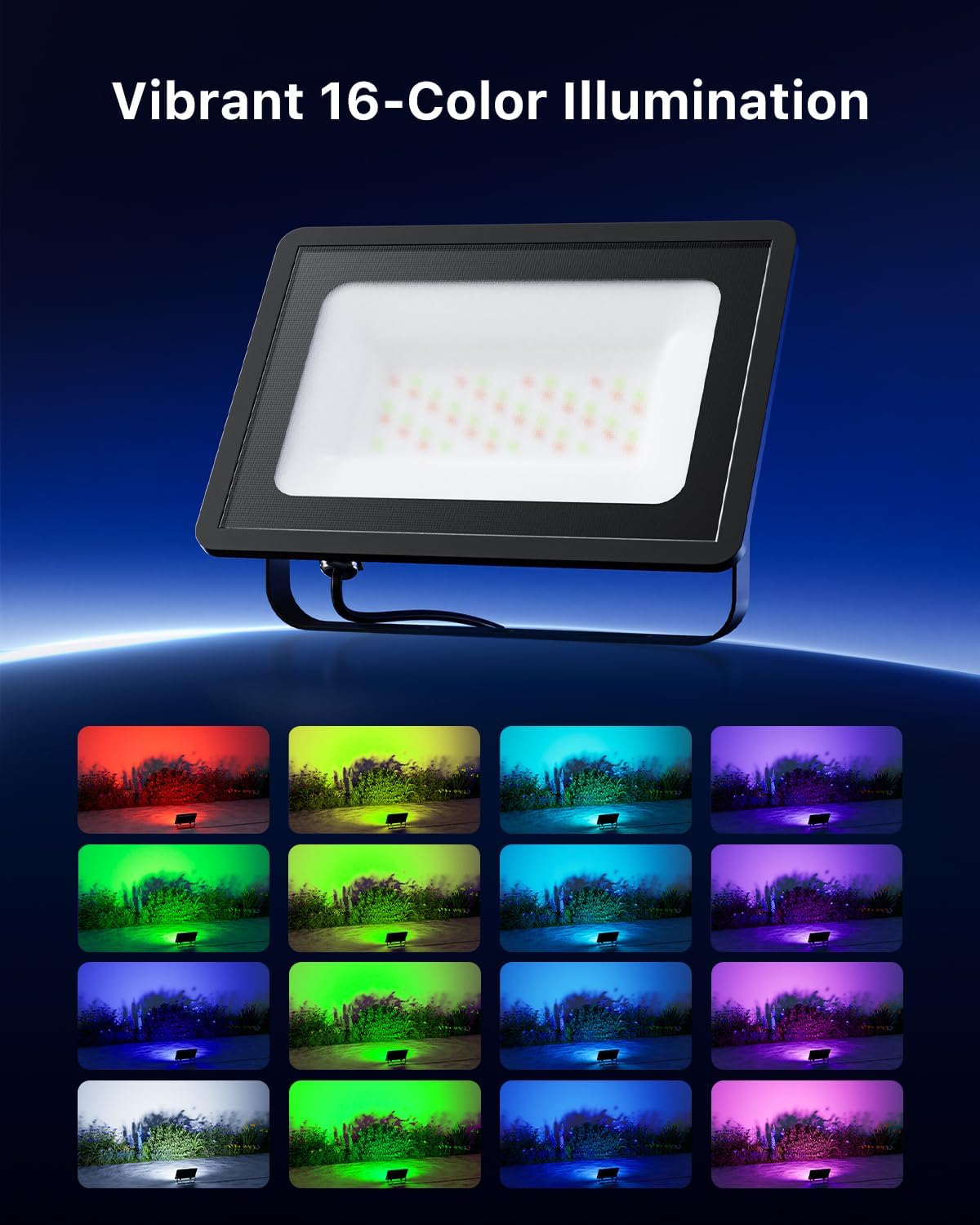 FALOVE 2 Pack Outdoor RGBW Flood Lights by Dual Remote for Halloween Decor