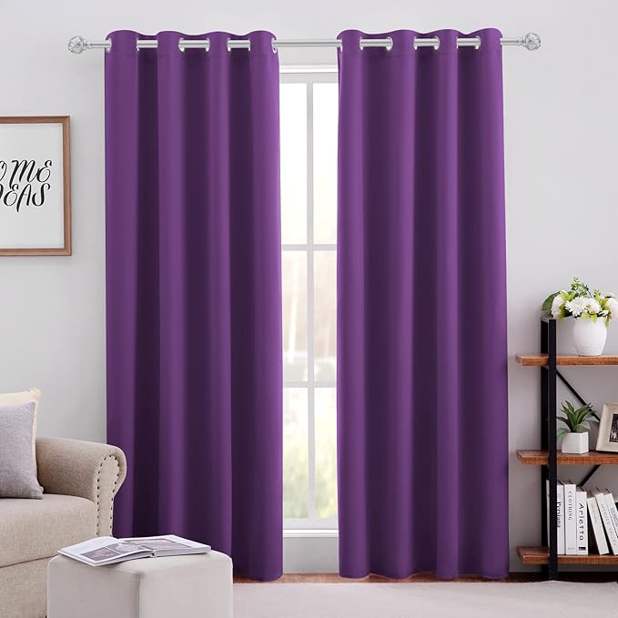 HOMEIDEAS Purple Blackout Curtains 52 X 96 Inch Set of 2 Panels Room Darkening by HOMEIDEAS