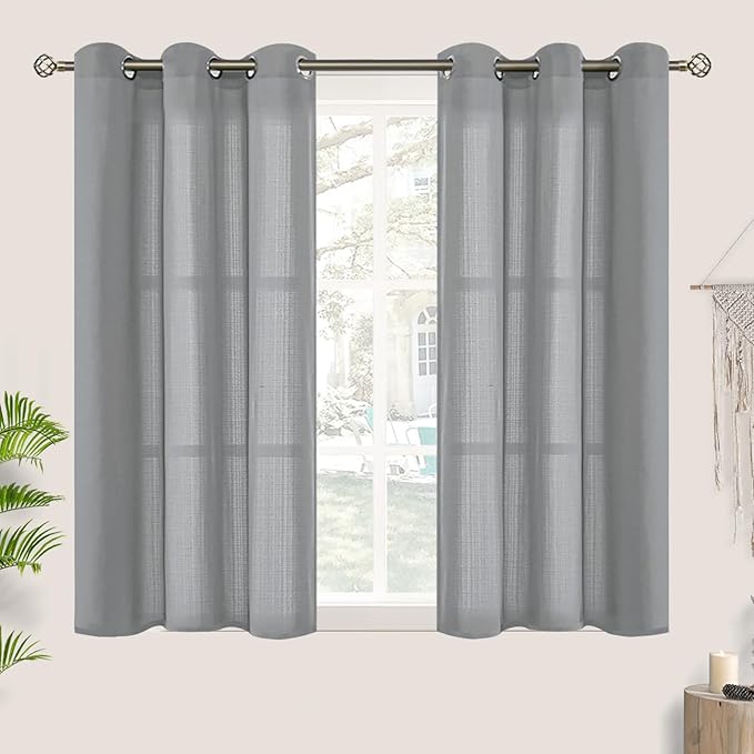 BGment Grey Short Linen Sheer Curtains by BGment
