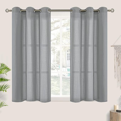 BGment Grey Short Linen Sheer Curtains by BGment