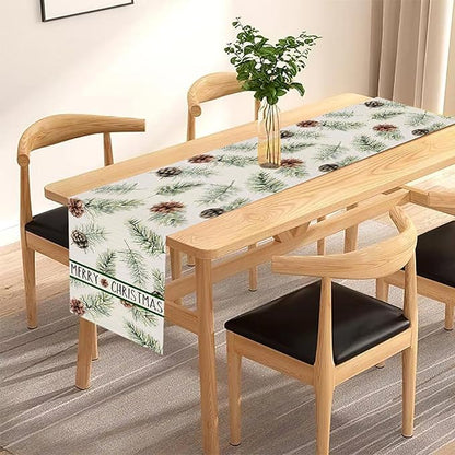 Pine Cones Christmas Table Runner 13x72 Inch Winter Pinecone Branches Merry - Image 4
