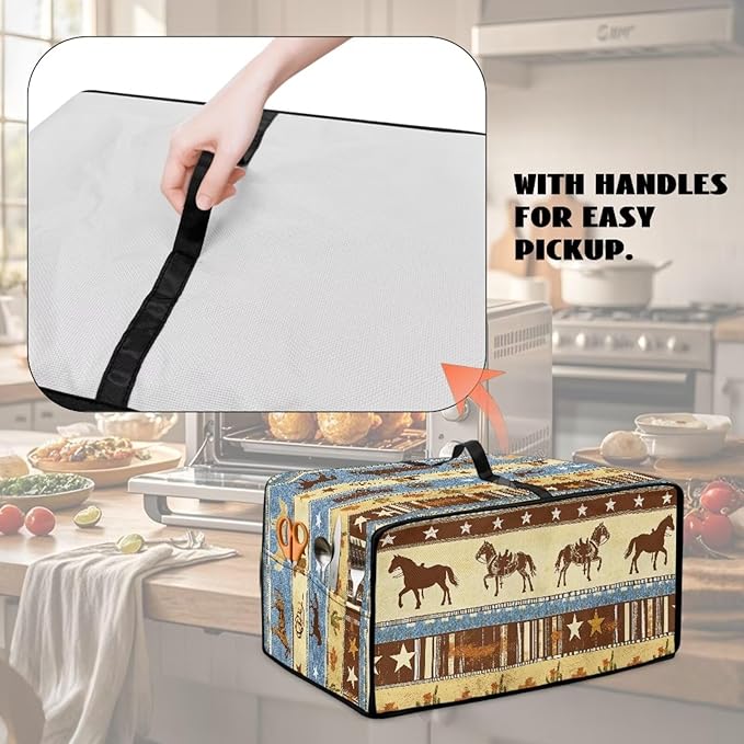 Horse Star Stipe Print Microwave Oven Dust Cover - Image 5