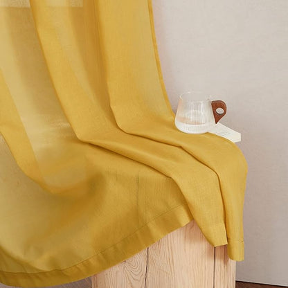 NICETOWN Semi Sheer Gold Curtains 96 inches Long, Grommet Linen Weave Vintage - Image 8