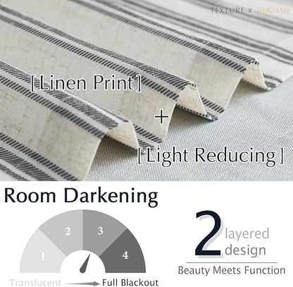 jinchan Striped Linen Valance Curtain Blackout Double Layer Valance - Image 4