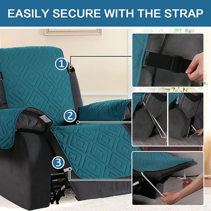 H.VERSAILTEX Reversible Quilted Recliner Covers Water Resistant Furniture - Image 4