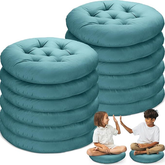Fumete 12 Pcs Floor Pillows Cushions Seating 16 x 16 Inches Color Round Seat by Fumete