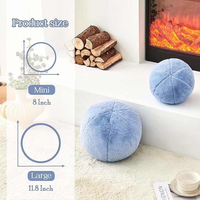 Uvvyui Dusty Blue Ball Pillow, Ball Shaped Pillow Plush Cushion - Image 2