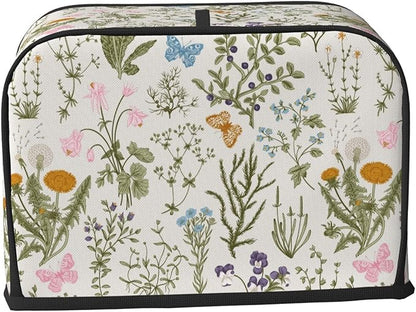 Vintage Flower Wild Herb Floral 2 Slice Toaster Cover, Waterproof Toaster Dust - Image 3