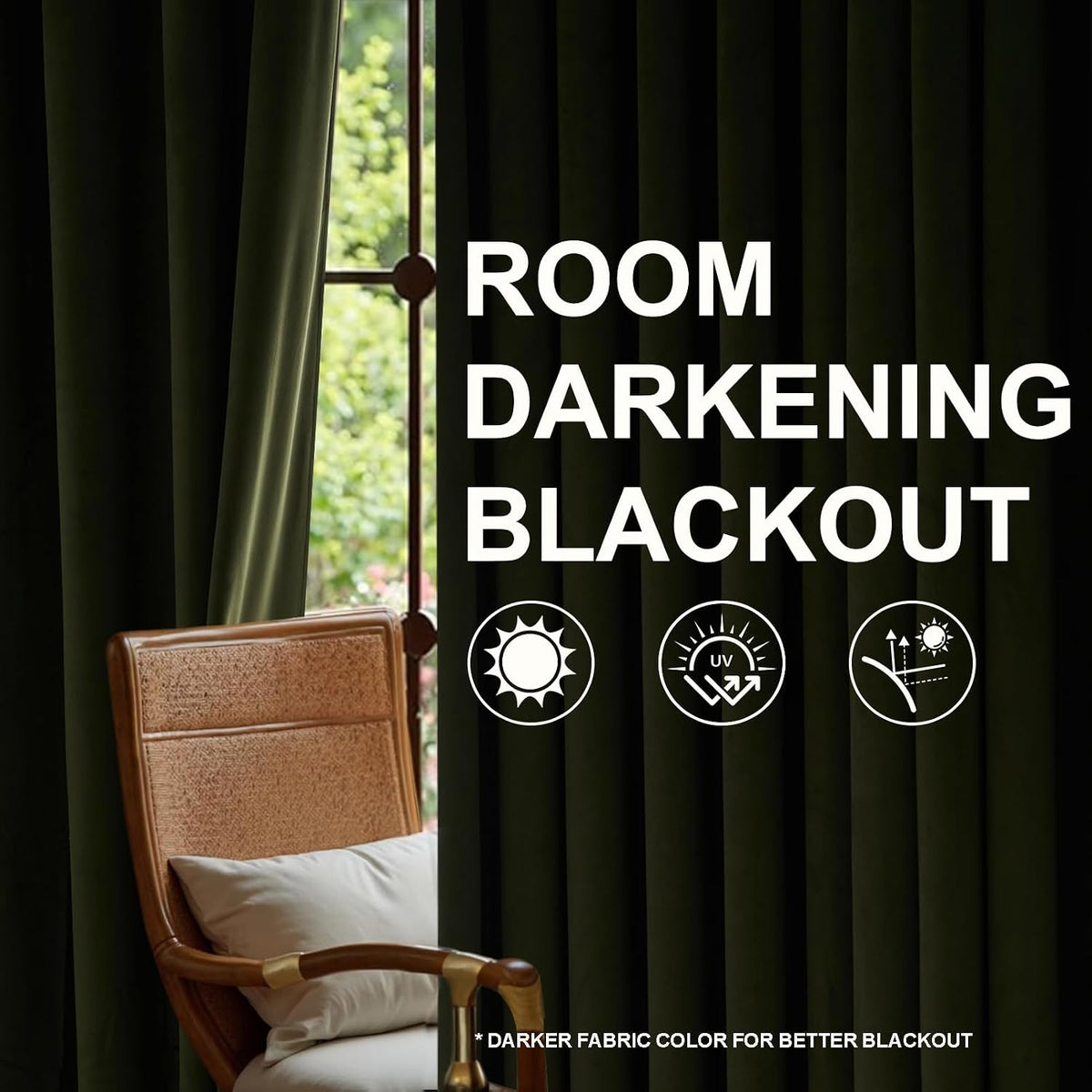olive green velvet blackout curtains 84 inches 2, package contents