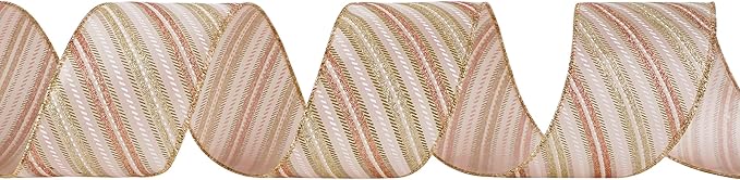 MEEDEE Pink Diagonal Striped Ribbon 2.5 Inch Blue Satin - Image 8