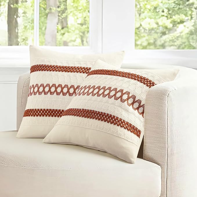 MIULEE Set of 2 Rust Decorative Lumbar Pillow Covers 12x20 Inch Farmhouse - Image 7