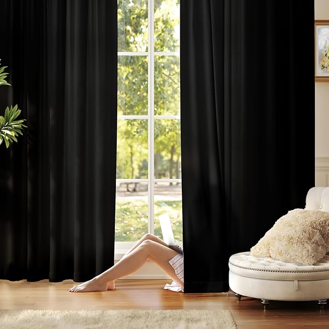 Anmao Non-See-Through Black Privacy Curtains by Anmao