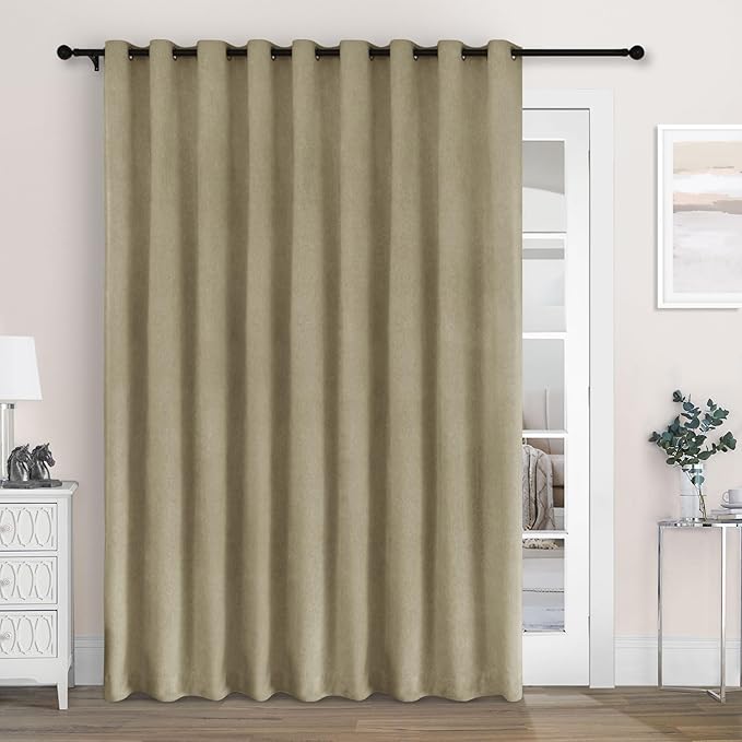 Macochico Extra Wide 100% Blackout Chenille Curtains 100" Wx102 L Thermal by Macochico