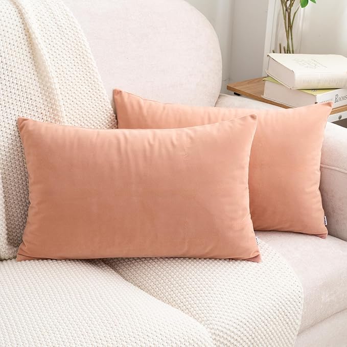 HWY 50 Dusty Pink Velvet Rectangular Throw Pillow Covers 12x20 Inch by HWY50