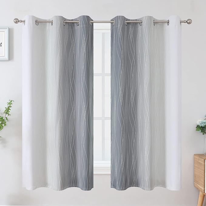 Estelar Textiler Full Room Darkening Greyish White and Grey Blackout Curtains - Image 2