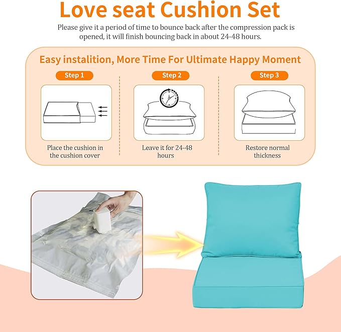 Outdoor Deep Seat Cushions 22x22'', Lake Blue - Image 6