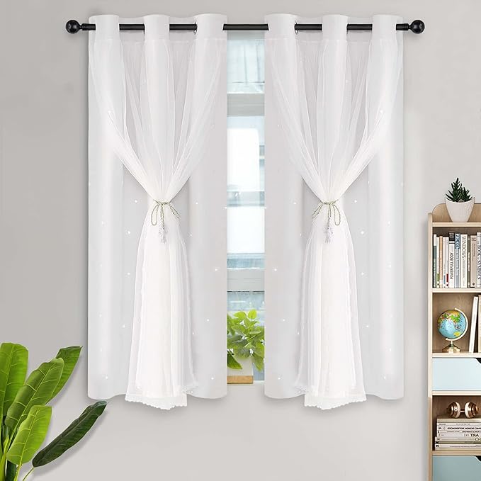 Kinryb White Star Cut-Out Window Curtains by Kinryb