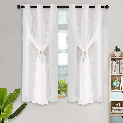 Kinryb White Star Cut-Out Window Curtains by Kinryb