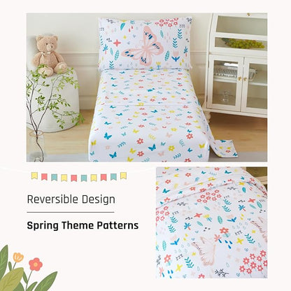 PERFEMET 5 Pieces Girls Bed in A Bag Full Size Reversible Pink Flowers - Image 5