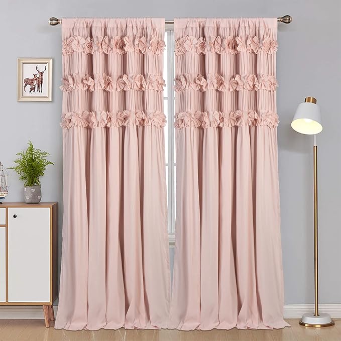 Luxurious Peach Pink Blackout Curtains by Homechoice+Decor