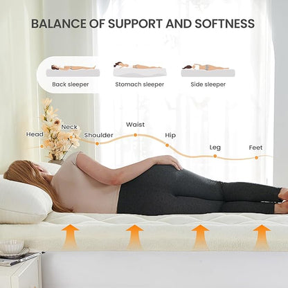 Mattress Topper Queen for Back Pain Thick Mattress Pad Cover Protector Sherpa - Image 6