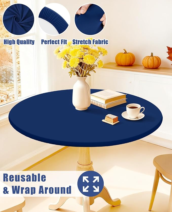 Round Spandex Tablecloth, Elastic Fitted Waterproof Tablecloths - Image 5