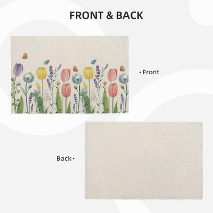 Spring Placemats Set of 4, Tulip Lavender Flower Decorative Table Mat 12 x 18 - Image 3