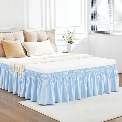 RIMELA Light Blue Bed Skirt King Size 18 Inch Drop, Elastic Bed Skirting - Image 4