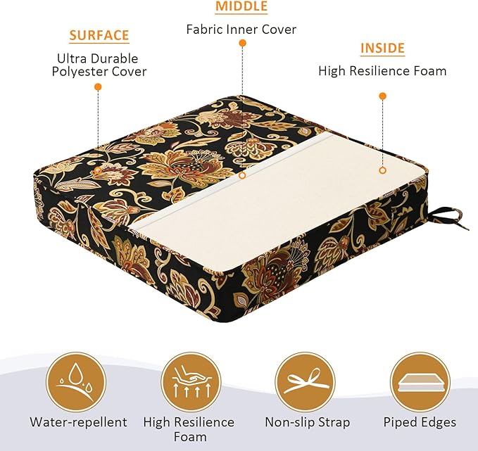 Square Corner Seat Cushions, Indoor Outdoor Water Repellent Universal Chair Pads - Image 3