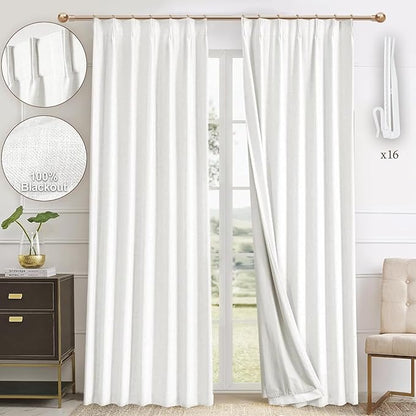 IVAPUPU Pinch Pleated Linen Blend Blackout Curtains by IVAPUPU