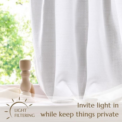 jinchan Linen Pinch Pleated Kitchen Curtains 30 Inch 2 Panels, Natural Linen - Image 5