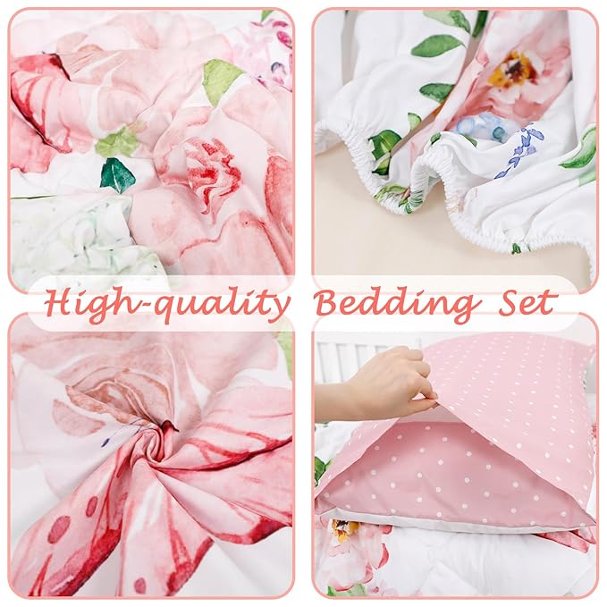4 Piece Toddler Bedding Set for Girls, Butterfly Toddler Comforter Set - Image 6