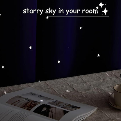 NICETOWN Kids Room Darkening Navy Blue Curtains, Galaxy Theme Starry Blackout - Image 4